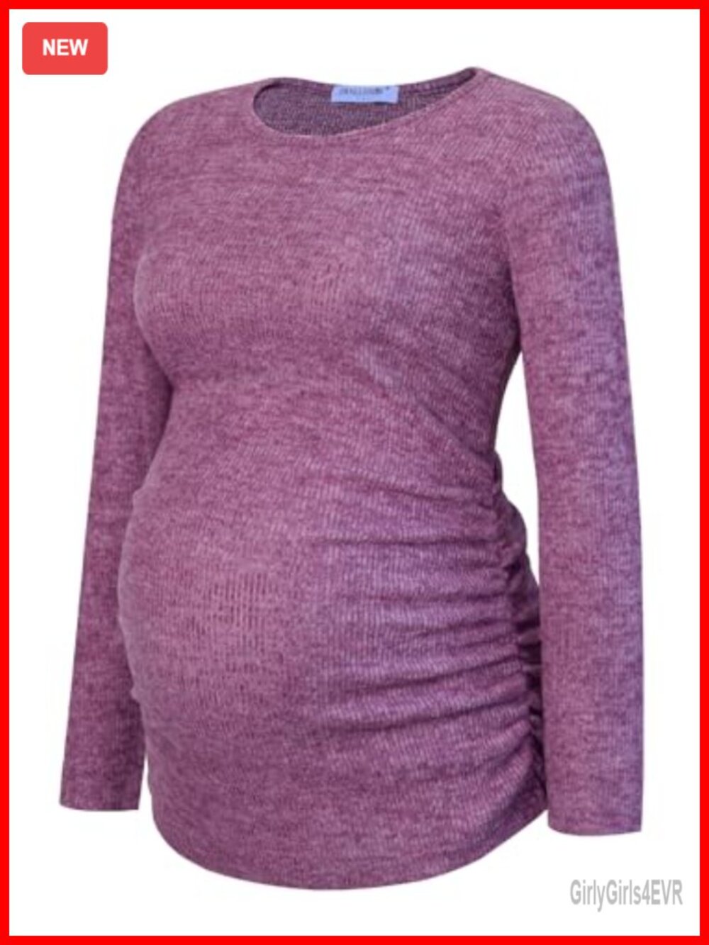 Maternity Sweater Pullover Long Sleeve Crew Neck Stretchy Ribbed Knit Winter